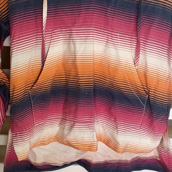 TRINA TURK STRIPED HOODIE V NECK PULLOVER TOP MULTI COLOR Size XS - Picture 8 of 16